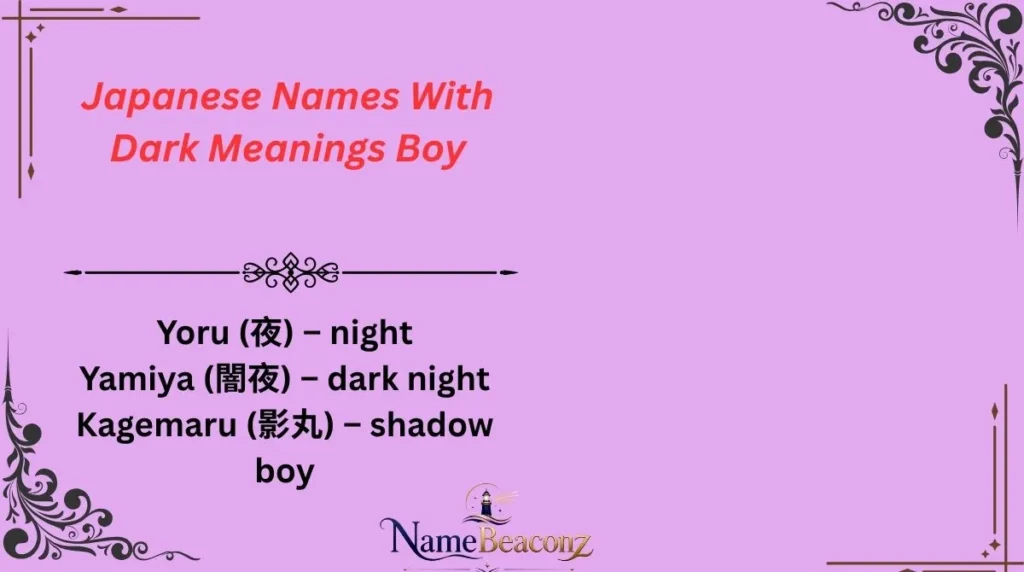 Japanese Names With Dark Meanings Boy